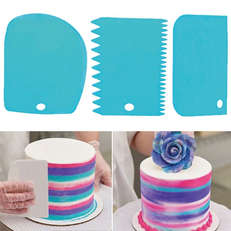 Kitchen Gadgets 3PCs/Set White Scraper Cake Blade Bread Making Spatula Cutters Cake Model Blue Silicone Decoratin Tools Kitchen Accessories