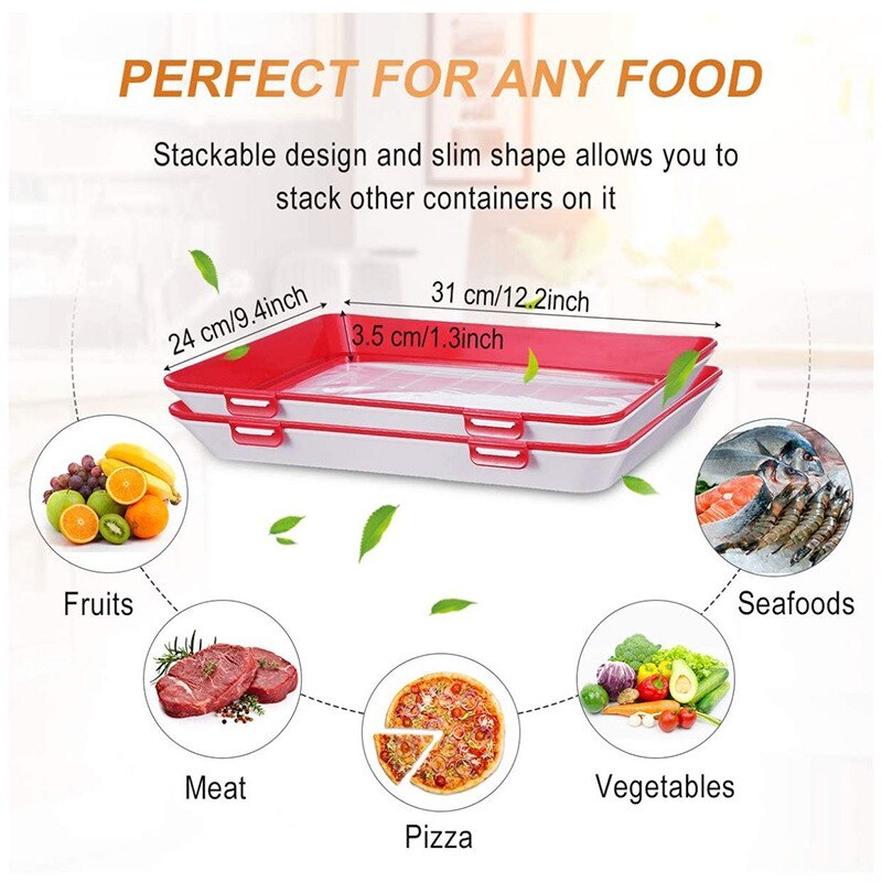 Kitchen Accessories Red Clever Tray Creative Food Preservation Plastic Wrap  Food Storage Reusable Serving Fruit And Vegetable Tools Fresh Film