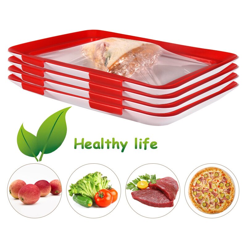 Kitchen Accessories Red Clever Tray Creative Food Preservation Plastic Wrap  Food Storage Reusable Serving Fruit And Vegetable Tools Fresh Film