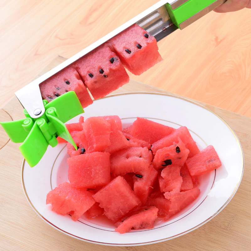 Kitchen Gadgets Salad Fruit Slicer Cutter Tool Melon Cutter Stainless Steel Windmill Design Cut Watermelon