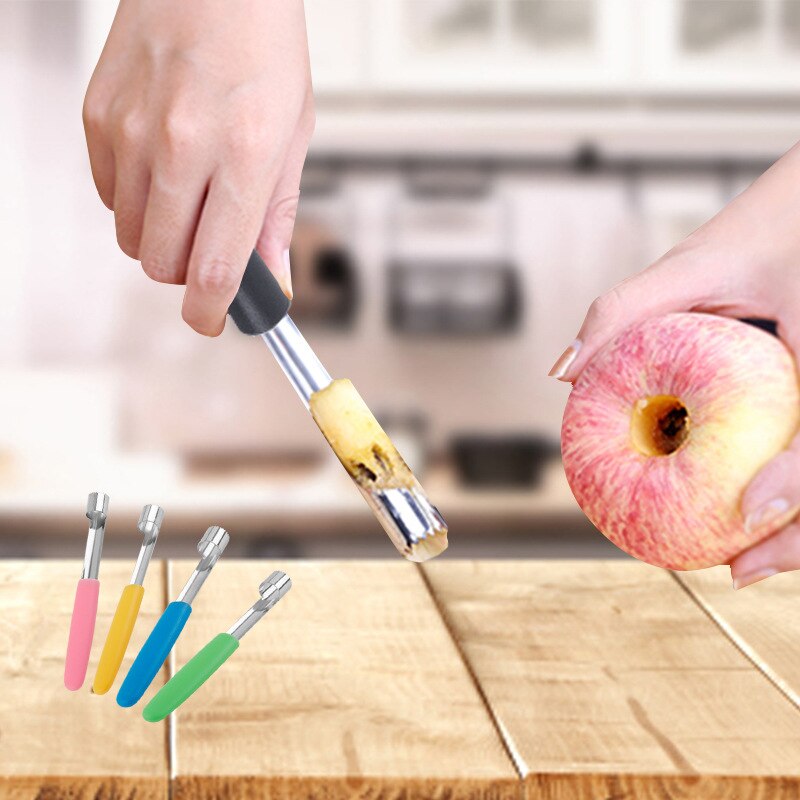 Stainless Steel Apple Pear Core Kitchen Accessories Remover Fruit Cutting Tool Candy-colored Non-slip Handle Cooking Kitchen Gadgets