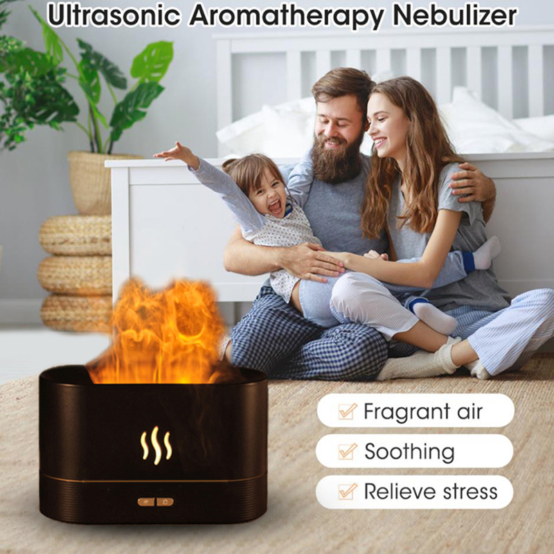 Creative Simulation Flame Aromatherapy Machine Household Mini Intelligent Essential Oil Diffuser Desktop Ultrasonic Humidifier