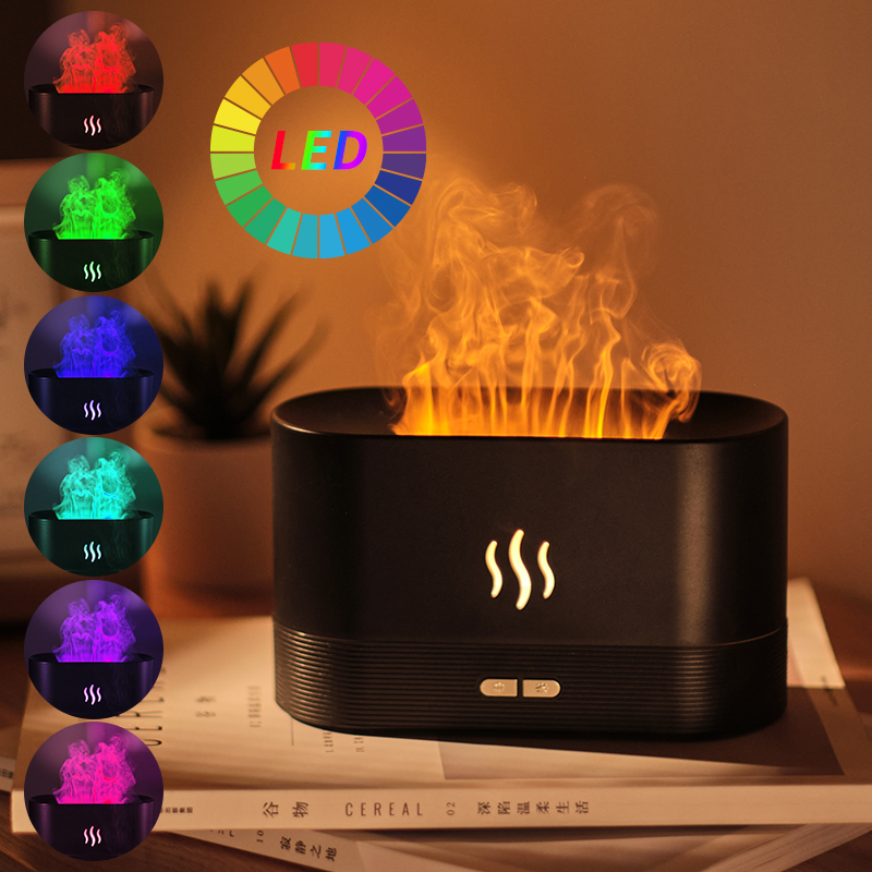Creative Simulation Flame Aromatherapy Machine Household Mini Intelligent Essential Oil Diffuser Desktop Ultrasonic Humidifier
