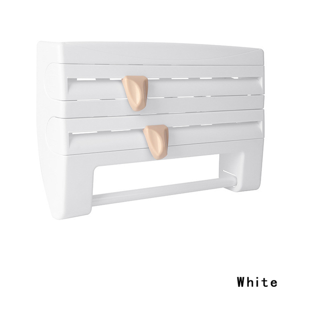 Multifunction Paper Towel Holder Sauce Bottle Rack Kitchen Organizer 4 In 1 Cling Film Cutting Holder Kitchen Accessories New