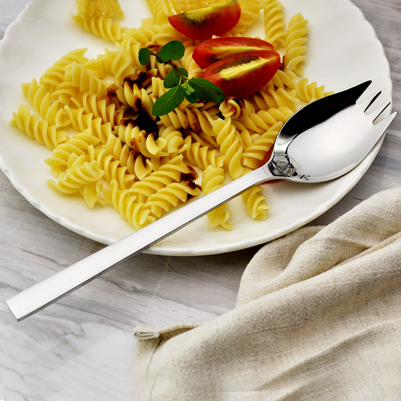 304 Stainless Steel Sporks Creative Spoon Fork Dual Purpose Combo Spaghetti Salad Dessert Fruit Flatware Set Tool Kitchen Accessory