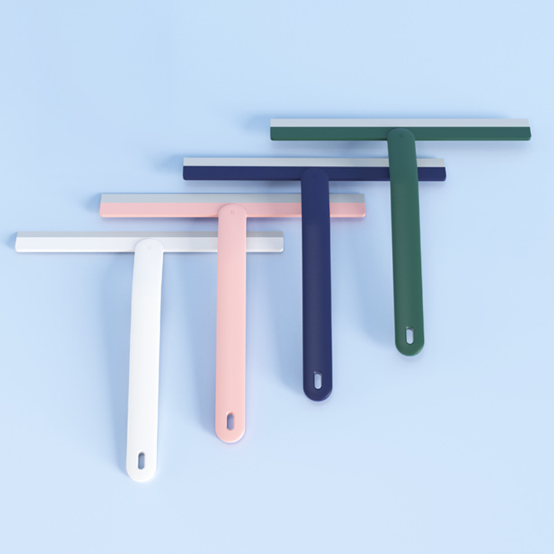Shower Squeegee Glass Clean Scraper Washing Wiper Hanger Floor Window Cleaning Household Water Wall Hanging Mirror with Handle