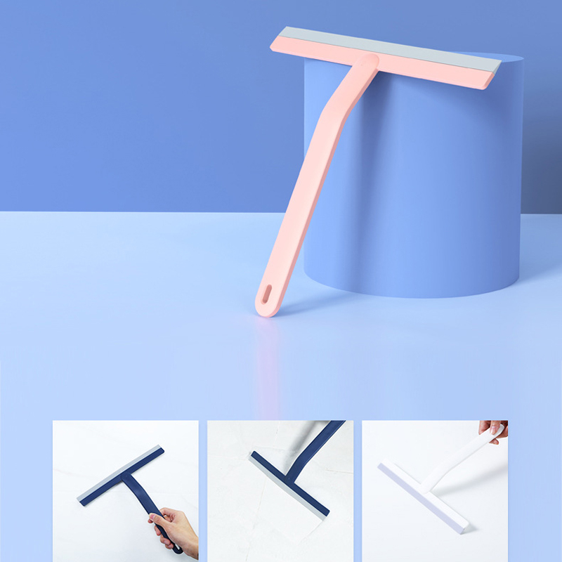 Shower Squeegee Glass Clean Scraper Washing Wiper Hanger Floor Window Cleaning Household Water Wall Hanging Mirror with Handle