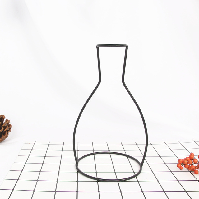 Ins Retro Iron Line Table Flowers Vases Nordic Decoration Home Metal Plant Holder Nordic Styles Flower Vase Decoration Household