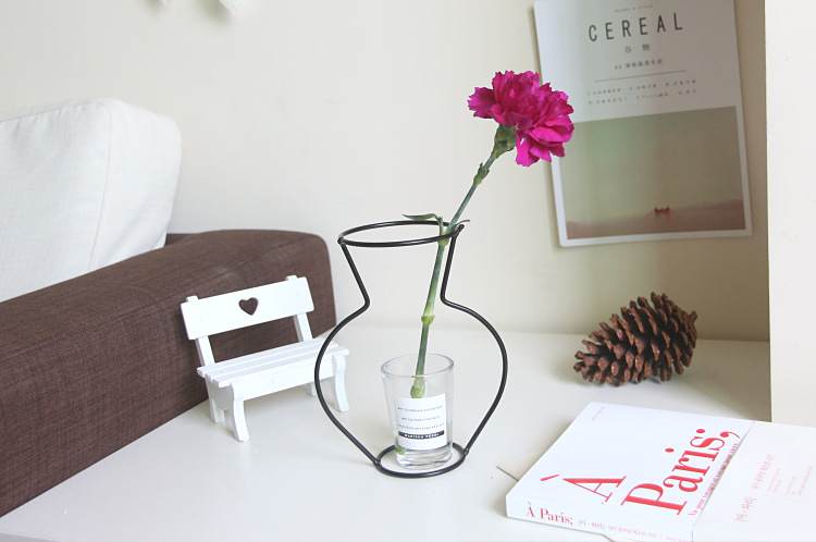Ins Retro Iron Line Table Flowers Vases Nordic Decoration Home Metal Plant Holder Nordic Styles Flower Vase Decoration Household