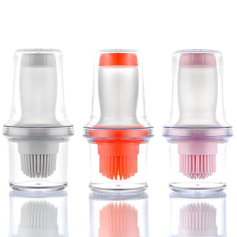Baking Oil Bottle Brush Barbecue Tool Dustproof Storage Cover Push-on Silicone Barbecue Brush Sauce Brush For Kitchen Accessory