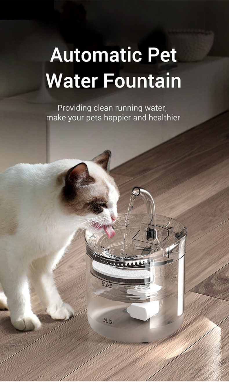 Water Dispensers Cat Water Fountain Filter Automatic Sensor Drinker for Cats Feeder Pet Auto Drinking Fountain for Cats Dogs