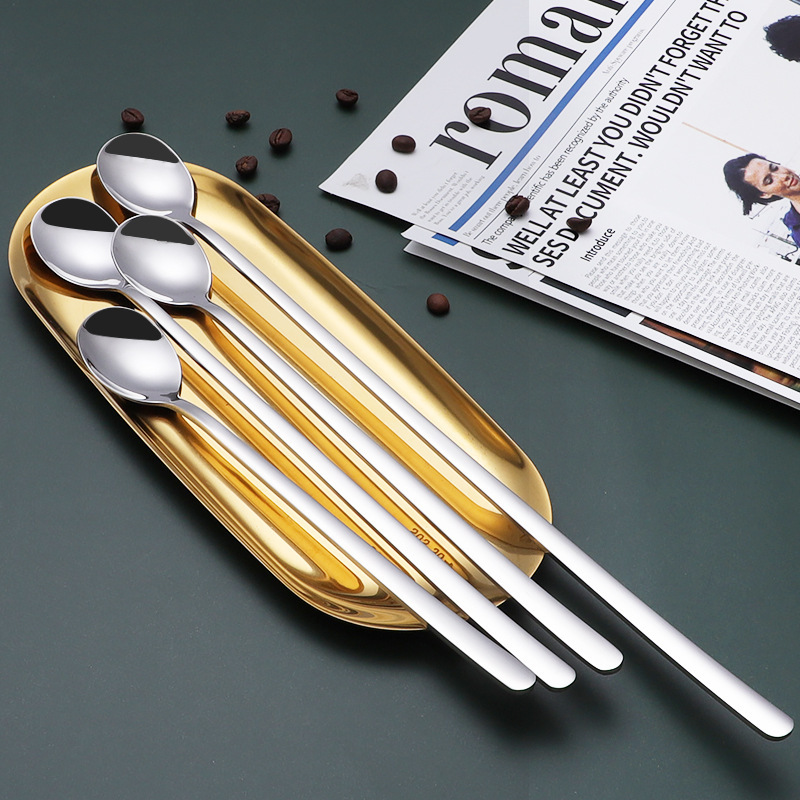Long Handle Coffee Cocktail Wine Stirring Spoons Stainless Steel Tableware Honey Milk Mixing Scoops Bar Bartending Accessories