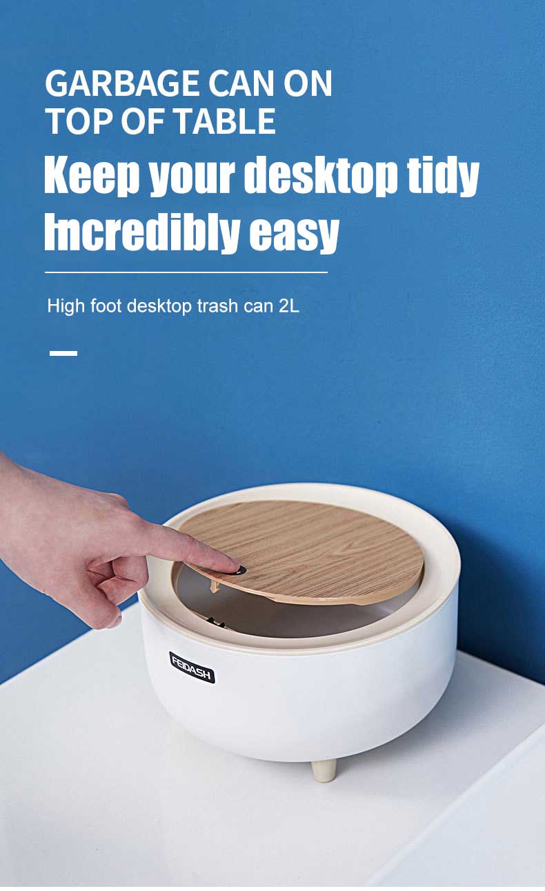 Garbage Can Japanese Desktop Trash Can Simple Press Trash Storage Bin Student Dormitory Bedside Table Round Trash Can