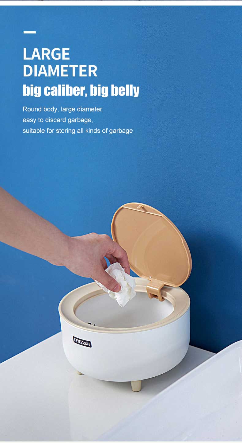 Garbage Can Japanese Desktop Trash Can Simple Press Trash Storage Bin Student Dormitory Bedside Table Round Trash Can