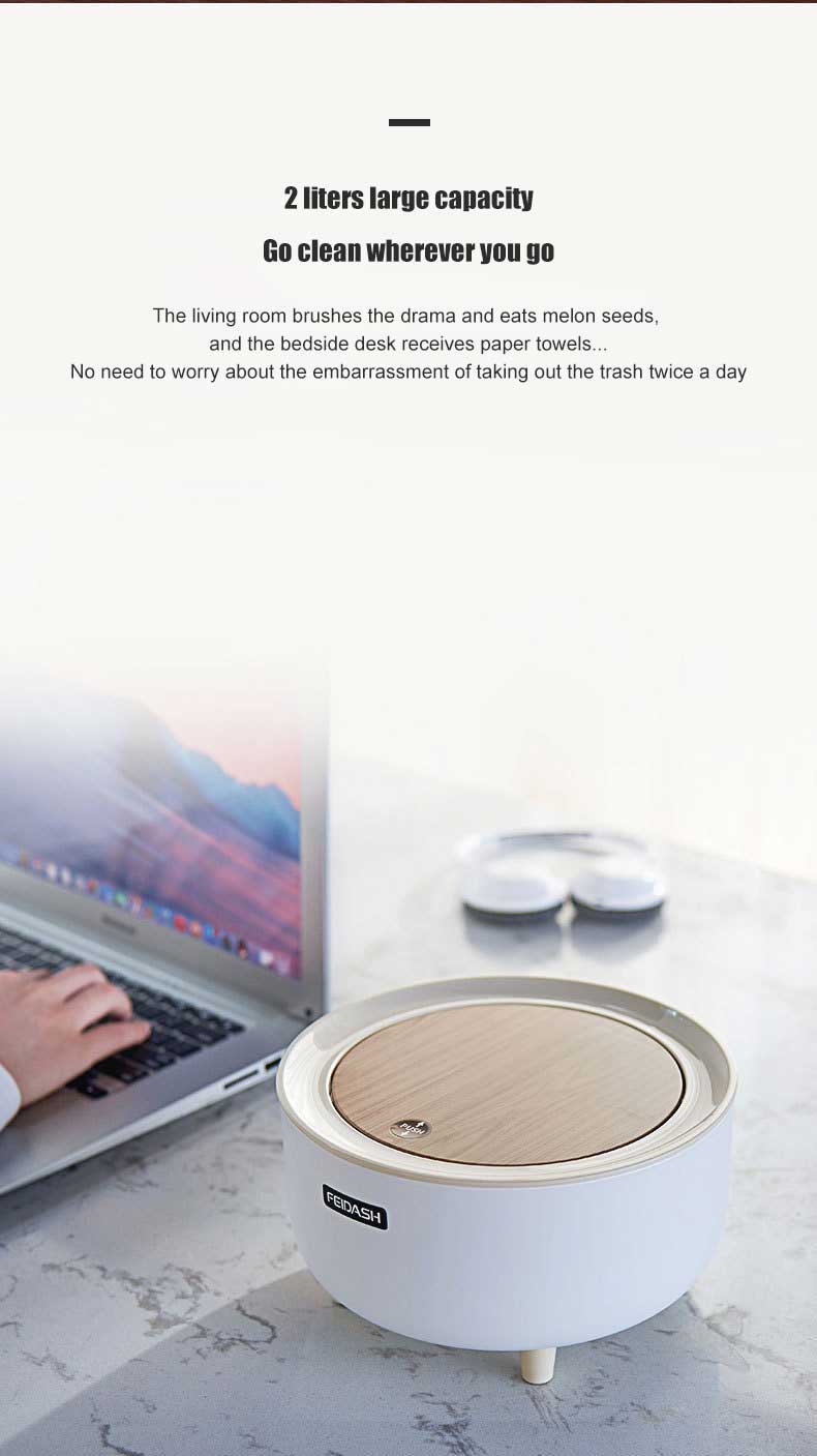 Garbage Can Japanese Desktop Trash Can Simple Press Trash Storage Bin Student Dormitory Bedside Table Round Trash Can