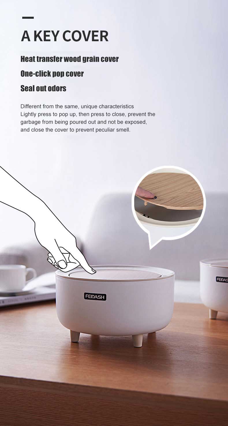 Garbage Can Japanese Desktop Trash Can Simple Press Trash Storage Bin Student Dormitory Bedside Table Round Trash Can