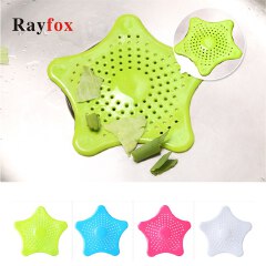 2pcs Star Sewer Outfall Strainer For Bathroom Tools Silicone Pentagram Sink Drain Bathtub Hair Filter Creative Kitchen Gadgets