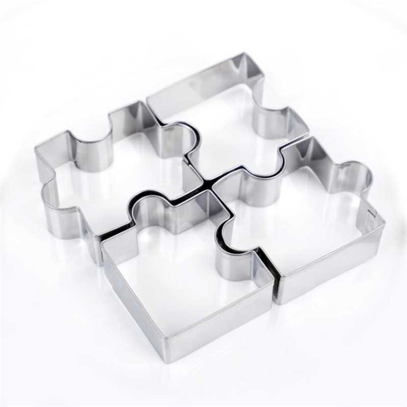 4pcs/set Stainless Steel Cookie Puzzle Shape Cookie Cutter Set DIY Biscuit Mold Dessert Bakeware Cake Mold wedding Decorating