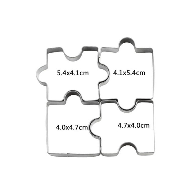 4pcs/set Stainless Steel Cookie Puzzle Shape Cookie Cutter Set DIY Biscuit Mold Dessert Bakeware Cake Mold wedding Decorating