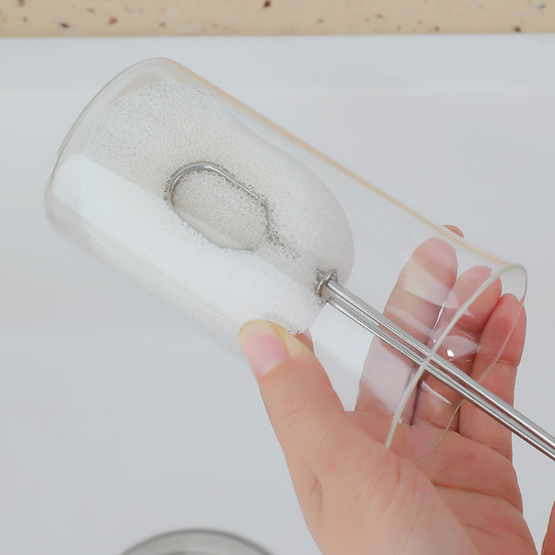 Sponge Cup Brush Long Handle Cup Scrubber Glass Cleaner Drink Wineglass Bottle Glass Cup Cleaning Brush Kitchen Cleaning Tools