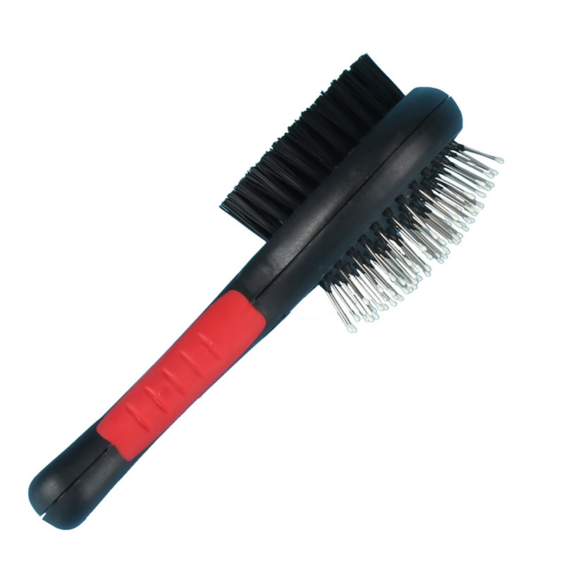 Multifunction Double Faced Pet Dog Comb Long Hair Brush Plastic Handle Puppy Cat Massage Bath Brush Pet Grooming Tool New