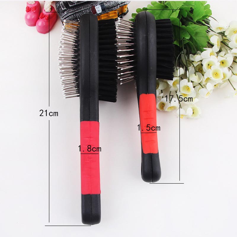 Multifunction Double Faced Pet Dog Comb Long Hair Brush Plastic Handle Puppy Cat Massage Bath Brush Pet Grooming Tool New