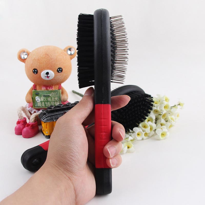Multifunction Double Faced Pet Dog Comb Long Hair Brush Plastic Handle Puppy Cat Massage Bath Brush Pet Grooming Tool New