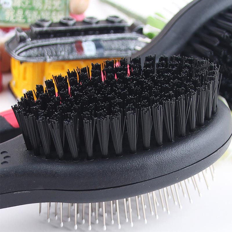 Multifunction Double Faced Pet Dog Comb Long Hair Brush Plastic Handle Puppy Cat Massage Bath Brush Pet Grooming Tool New