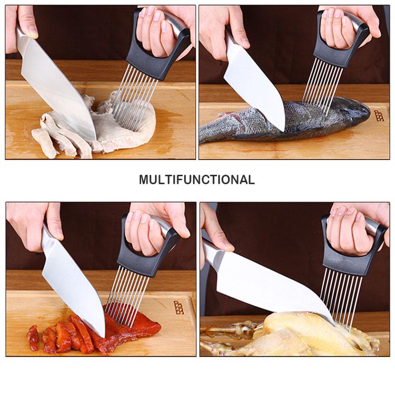 Creative Onion Slicer Stainless Steel Loose Meat Needle Tomato Potato Vegetables Fruit Cutter Safe Aid Tool Kitchen Gadgets New