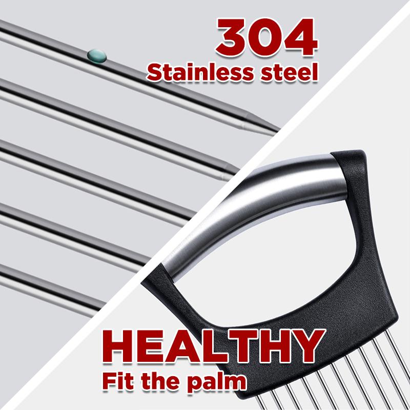 Creative Onion Slicer Stainless Steel Loose Meat Needle Tomato Potato Vegetables Fruit Cutter Safe Aid Tool Kitchen Gadgets New