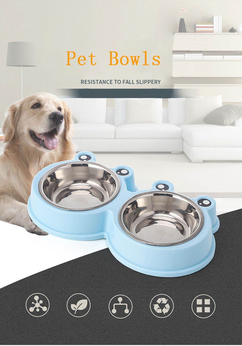 Pet Bowls Duble Bowl Kitten Food Water Feefer Stainless Steel Small Dogs Cats Drinking Dish Feeder for Pet Supplies Feeding Bowl