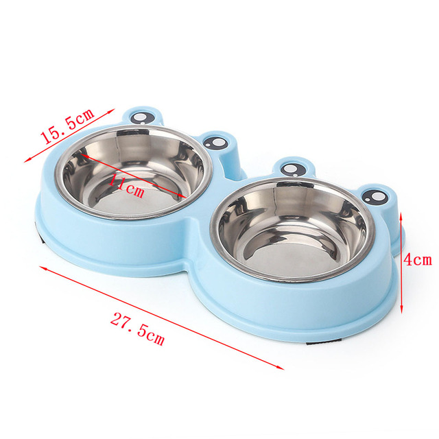 Pet Bowls Duble Bowl Kitten Food Water Feefer Stainless Steel Small Dogs Cats Drinking Dish Feeder for Pet Supplies Feeding Bowl