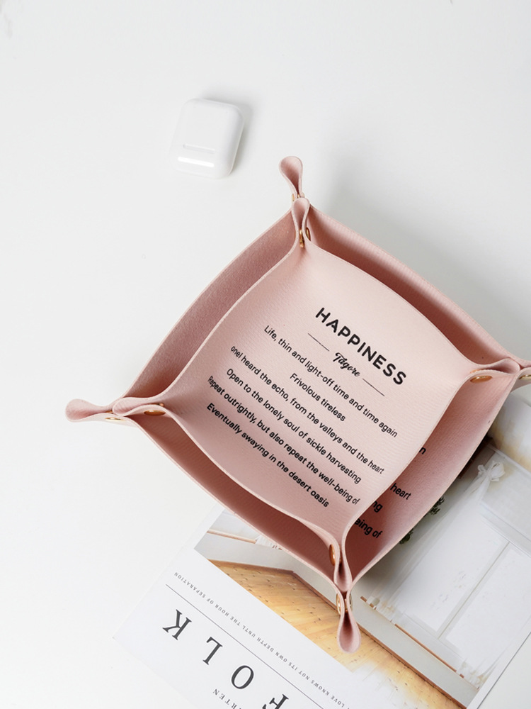 1PC Desktop Storage Key Plate Home Decoration Dice Plate Key Wallet Coin PU Leather Folding Storage Tray Jewelry Box