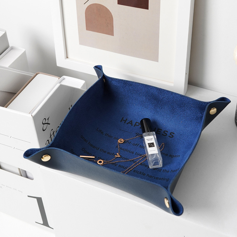1PC Desktop Storage Key Plate Home Decoration Dice Plate Key Wallet Coin PU Leather Folding Storage Tray Jewelry Box
