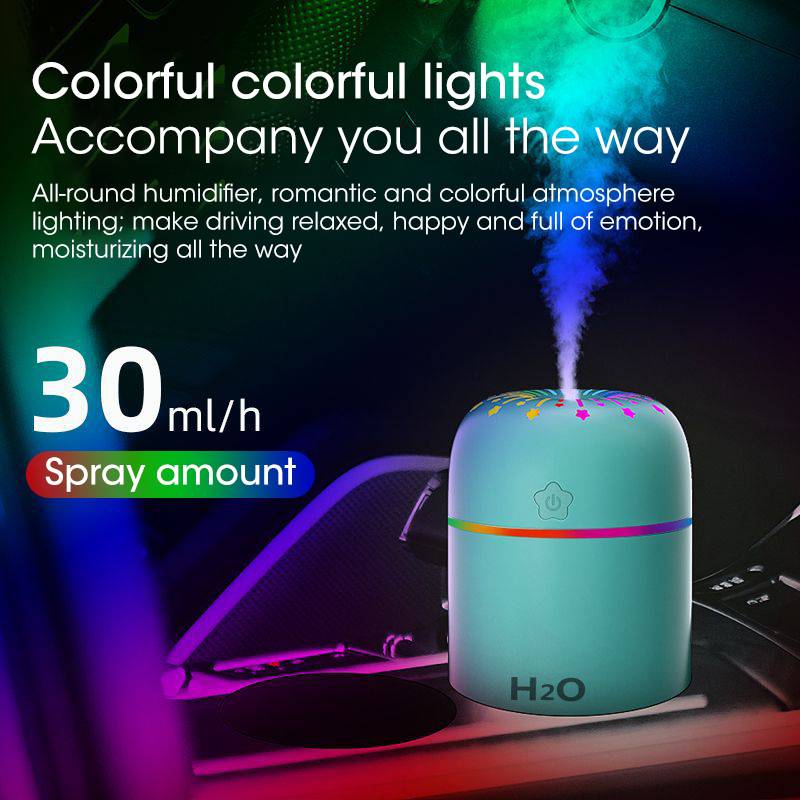 Mini Car Air Humidifier USB Ultrasonic Essential Oil Diffuser Smart Purifier Home Aroma Anion Mist Maker LED Night Light