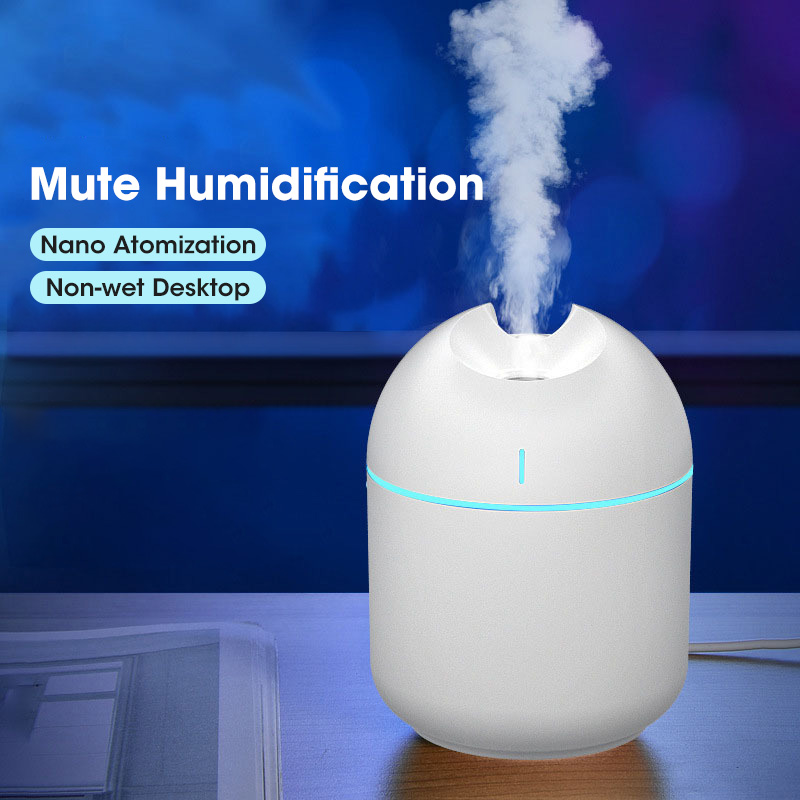 Portable Humidifier 250Ml Essential Oil Diffuser USB Auto Off with LED Light for Home Car Mist Maker Face Steamer