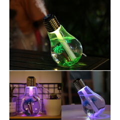 Bulb Humidifier 400ml USB Air Humidifier Colorful LED Night Lamp Essential Oil Diffuser for Home Office