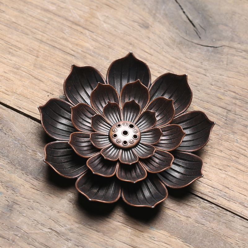 Home Incense Burner Reflux Stick Incense Holder Buddhism Decoration Coil Censer With Lotus Flower Shape Bronze / Copper Zen Budd