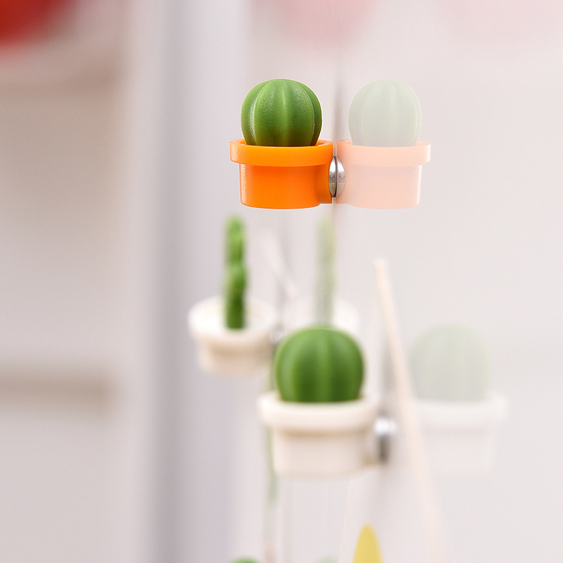 6pcs 3D Cute Succulent Plant Message Board and Reminder for Kitchen Refrigerator Magnet Button Cactus Decoration Gadget Tool