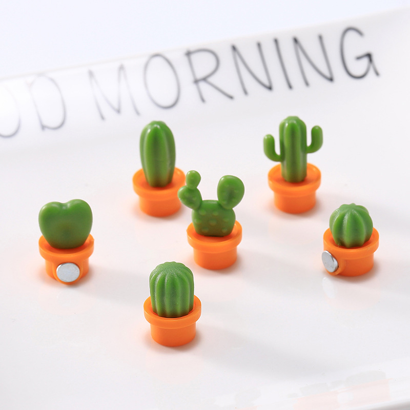 6pcs 3D Cute Succulent Plant Message Board and Reminder for Kitchen Refrigerator Magnet Button Cactus Decoration Gadget Tool