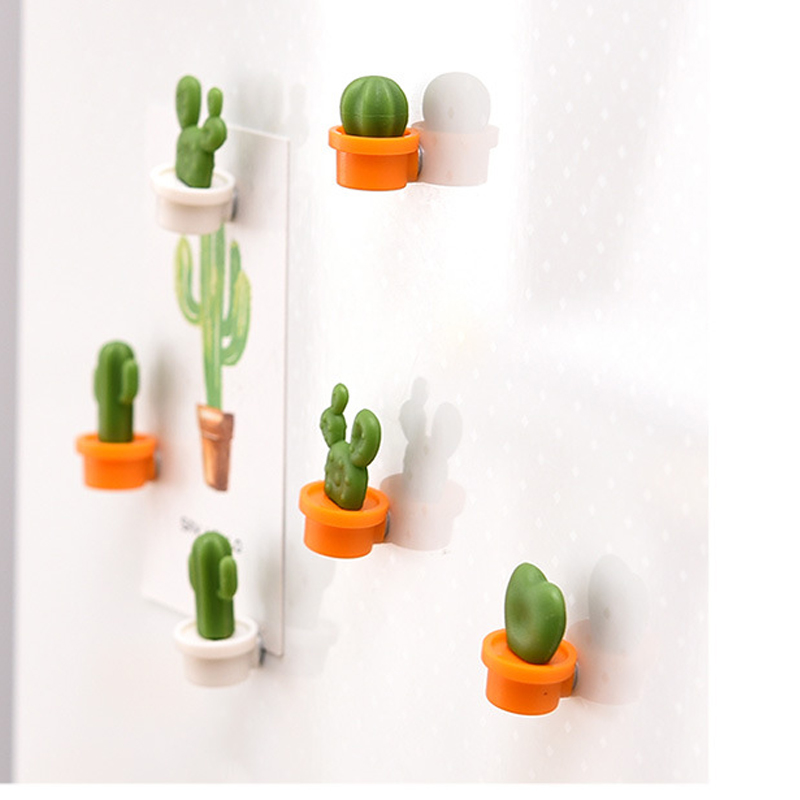 6pcs 3D Cute Succulent Plant Message Board and Reminder for Kitchen Refrigerator Magnet Button Cactus Decoration Gadget Tool