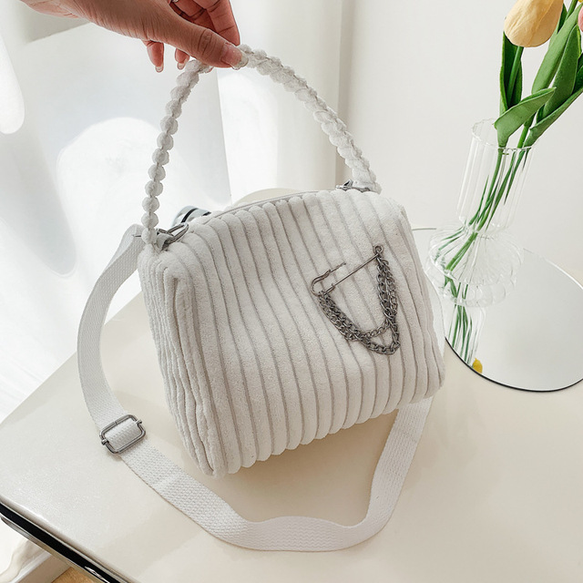 Women Corduroy Vintage Shoulder Bag for Women Small Cotton Canvas Handbag Casual Tote Female Crossbody Bag Zipper Messenger Bags