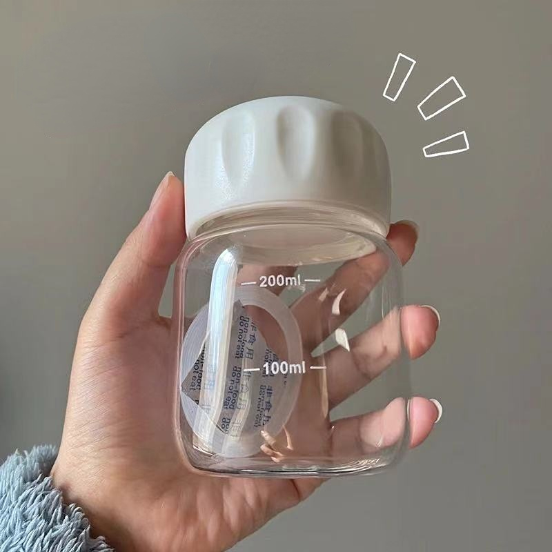 ins Small Capacity Glass Water Bottles Portable Cute Milk Coffee Mugs Transparent Thicker Frosted Mini Straight Drinking Cup