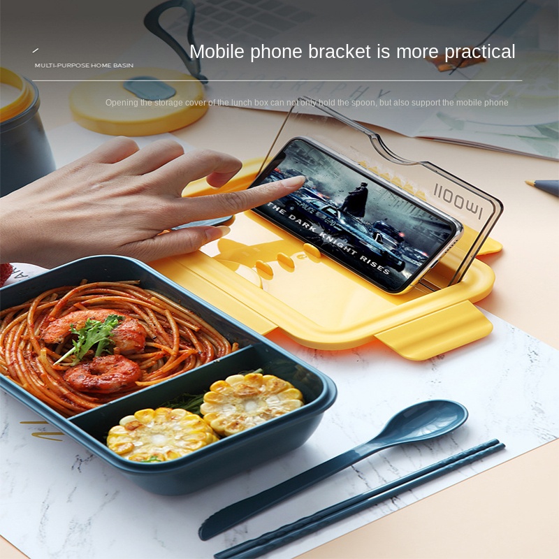 New Microwave Lunch Box Portable 2 Layer Food Container Healthy Lunch Bento Boxes Lunchbox with Cutlery