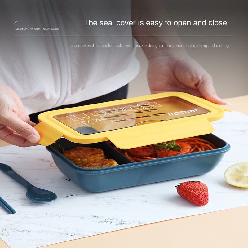New Microwave Lunch Box Portable 2 Layer Food Container Healthy Lunch Bento Boxes Lunchbox with Cutlery