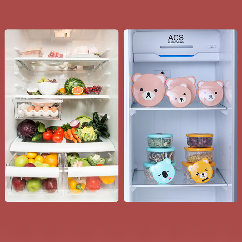 4pcs Children Plastic Cartoon Cute Bento Box Japanese Outdoor Food Storage Container Kids Student Microwave Lunch Box Utensils