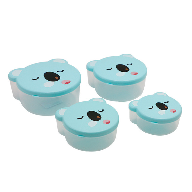 4pcs Children Plastic Cartoon Cute Bento Box Japanese Outdoor Food Storage Container Kids Student Microwave Lunch Box Utensils