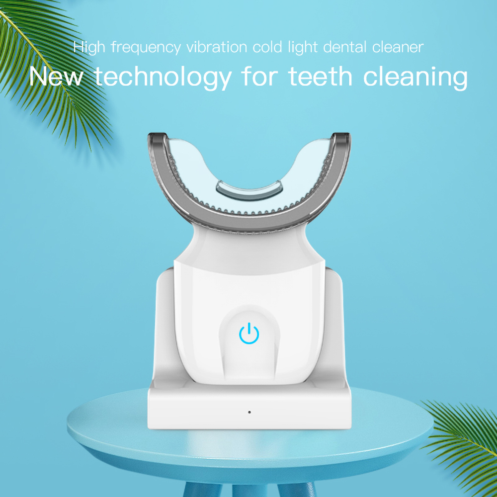 U-Shaped Electric Toothbrush Sonic Vibration Silicone Automatic Waterproof Blue Light Teeth Whitening Brush Food grade silicone