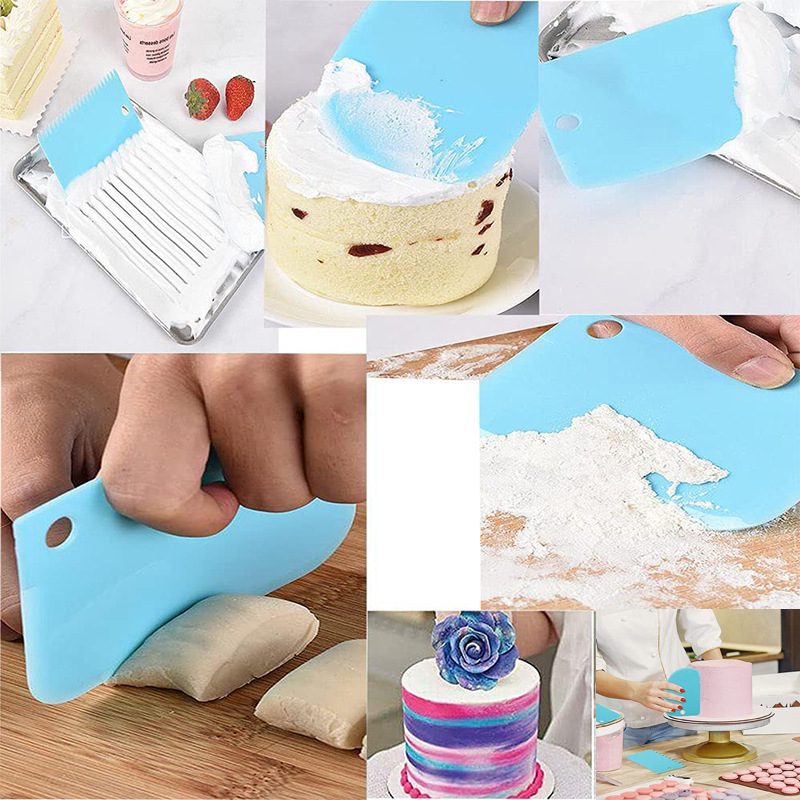 3Pcs Cream Scraper Irregular Teeth Edge Spatulas Dough Baking Scraper Fondant Cake Slicer Pastry Cutter Tool Kitchen Gadgets