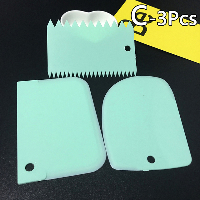 3Pcs Cream Scraper Irregular Teeth Edge Spatulas Dough Baking Scraper Fondant Cake Slicer Pastry Cutter Tool Kitchen Gadgets